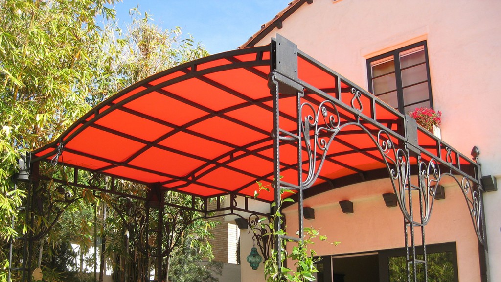 Red patio canopy