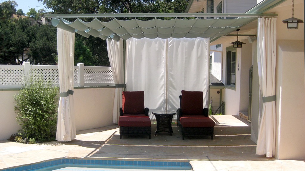 Slide on wire awning with chairs